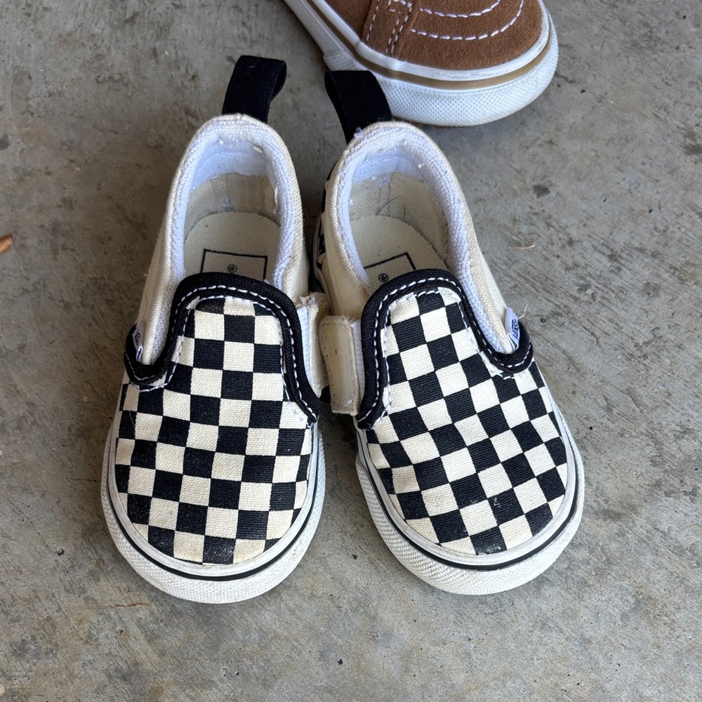 Vans Kids Checkerboard Slip-On Sneakers - Black & White